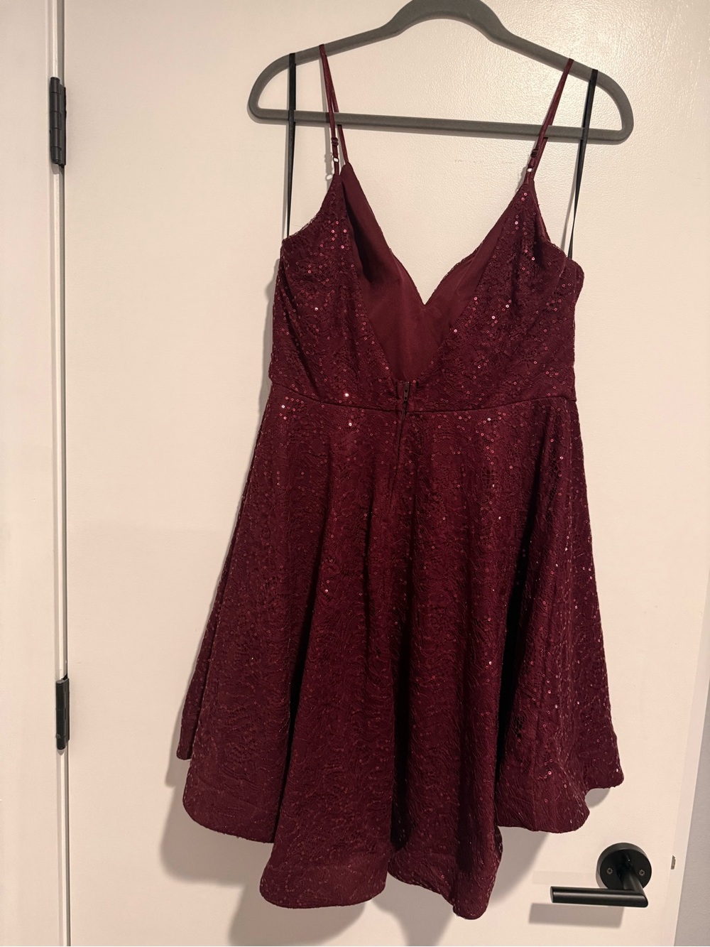 B. Smart Burgundy Sequin Mini Dress